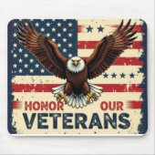 American Eagle Honor Our Veterans Mousepad Muismat (Voorkant)