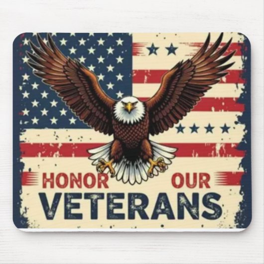 American Eagle Honor Our Veterans Mousepad Muismat (Voorkant)