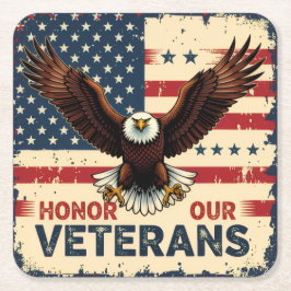 American Eagle Honor Our Veterans Paper Coasters Kartonnen Onderzetters