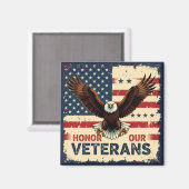 American Eagle Honor Our Veterans Square Magnet (Voorkant / Achterkant)