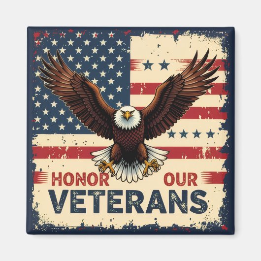 American Eagle Honor Our Veterans Square Magnet (Voorkant)