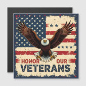 American Eagle Honor Our Veterans Square Magnet (Voorkant / Achterkant)