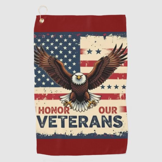  American Eagle Honor Our Vetrans Bath Towel Golfhanddoek (Voorkant)