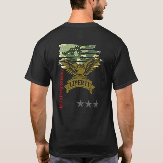 American Eagle Liberty Freedom Patriot Justice for T-shirt (Achterkant)