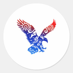 American Eagle Maori Style Tribal Tattoo Gift Idee Ronde Sticker