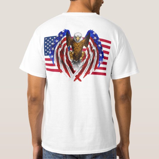 American Eagle op de Amerikaanse vlag T-shirt (Achterkant)