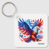 American Eagle Patriotic Design rood wit blauw Sleutelhanger (Voorkant)