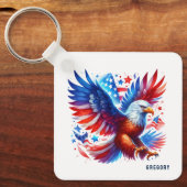 American Eagle Patriotic Design rood wit blauw Sleutelhanger (Voorkant)