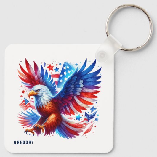 American Eagle Patriotic Design rood wit blauw Sleutelhanger (Achterkant)