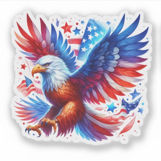 American Eagle Patriotic Design rood wit blauw Sticker (Voorkant)