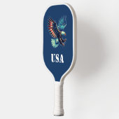American Eagle Patriottische Vlag Blauw Pickleball Paddle (Links)