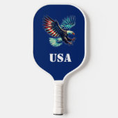 American Eagle Patriottische Vlag Blauw Pickleball Paddle (Achterkant)