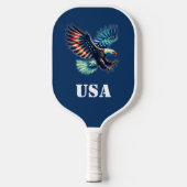 American Eagle Patriottische Vlag Blauw Pickleball Paddle (Voorkant)