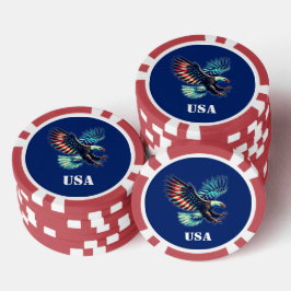 American Eagle Patriottische Vlag Blauw Poker Chips