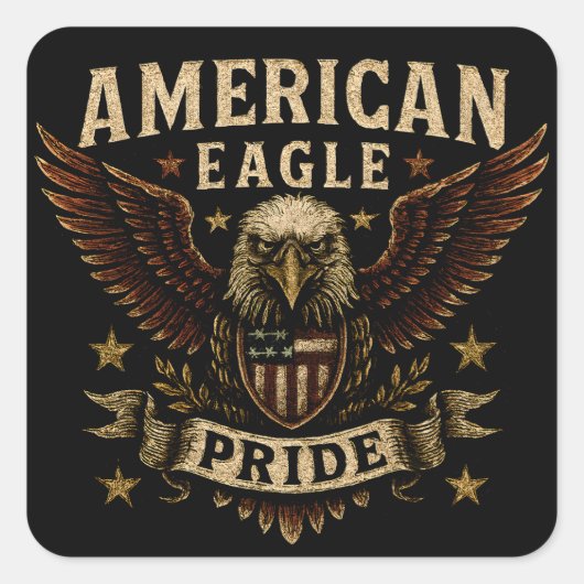 American Eagle Pride – Bold USA Freedom Vierkante Sticker (Voorkant)