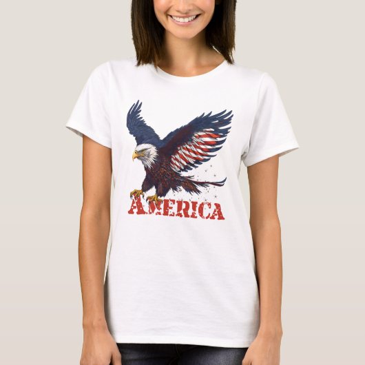 American Eagle Rood, Blauw en Wit T-shirt (Voorkant)