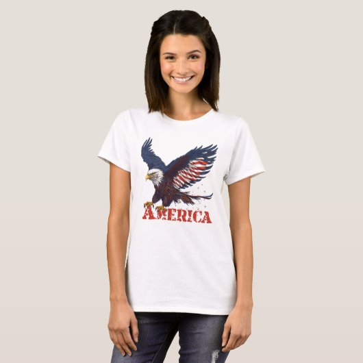 American Eagle Rood, Blauw en Wit T-shirt (Voorkant volledig)