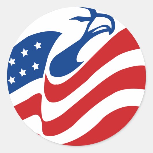 American Eagle Rood Wit Blauw Sterren Strepen Vlag Ronde Sticker (Voorkant)