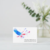 ** American Eagle Rood Wit en Blauw Vlag van de VS Visitekaartje (Staand voorkant)