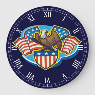 American Eagle Round Roman Numeras Clock Grote Klok