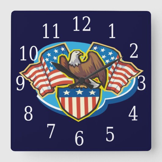 American Eagle Square Clock Vierkante Klok (Voorkant)