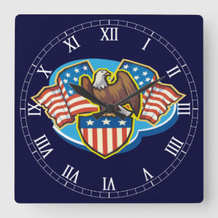 American Eagle Square Roman Numeras Clock Vierkante Klok