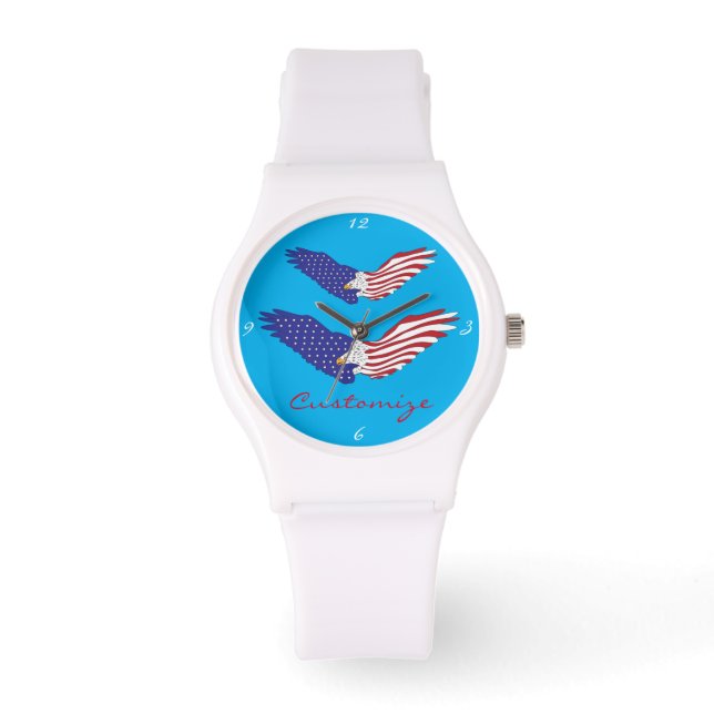 American Eagle Thunder_Cove Patriotic op 4 juli Horloge (Voorkant)