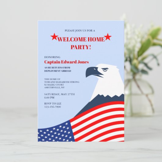 American Eagle Uitnodiging voor het Thuis Kom Fees (Staand voorkant)