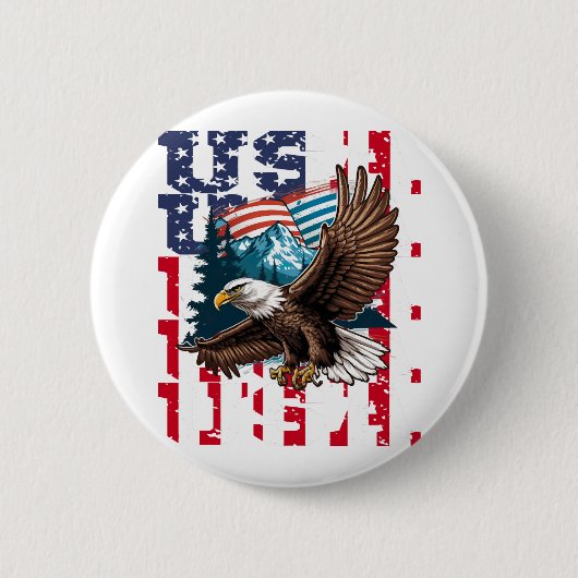 American Eagle USA Flag Eagle voor een Patriots Ronde Button 5,7 Cm (Voorkant)