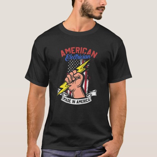 American Electrician  US Flag  Electrical Engineer T-shirt (Voorkant)