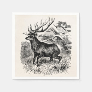 -American Elk gepersonaliseerde Oude Illustratie Servetten