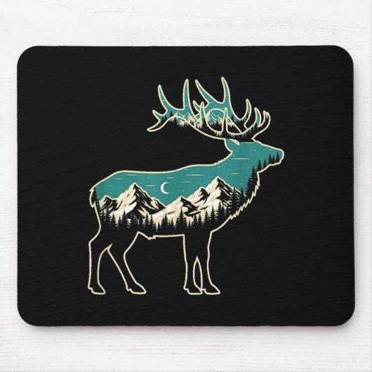 American Elk Lover Dad Retro Hunting Muismat (Voorkant)