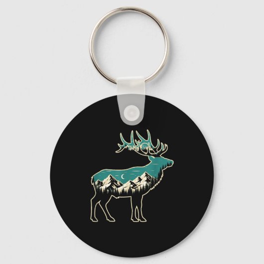 American Elk Lover Dad Retro Hunting  Sleutelhanger (Voorkant)