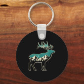 American Elk Lover Dad Retro Hunting  Sleutelhanger (Voorkant)