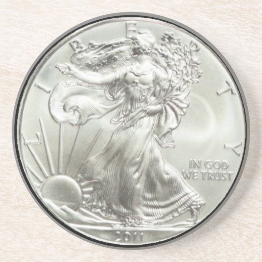 AMERICAN ELLE SILVER DOLLAR ZANDSTEEN ONDERZETTER (Voorkant)