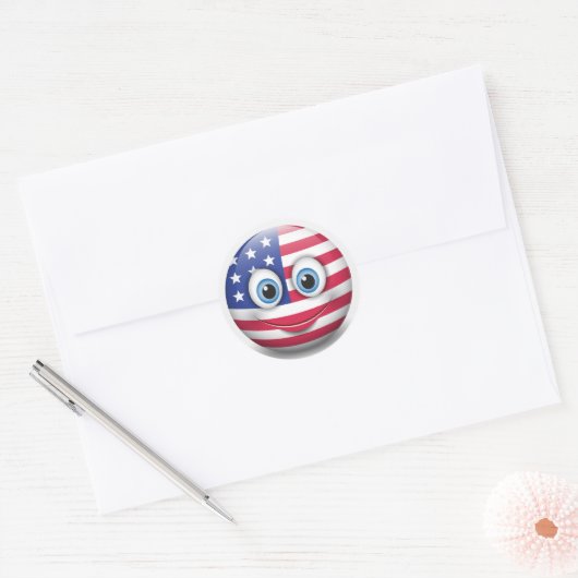 American Emoji Ronde Sticker (Envelop)