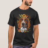 American English Coonhound Dog Floral Sunflower Co T-shirt (Voorkant)