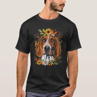 American English Coonhound Dog Floral Sunflower Co T-shirt