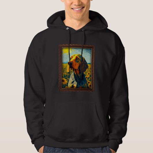 American English Coonhound Painting Sunflower Flow Hoodie (Voorkant)