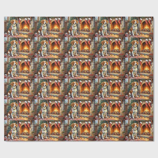 American English Foxhound Christmas Lights  Cadeaupapier (Vlak)