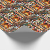 American English Foxhound Christmas Lights  Cadeaupapier (Hoek)