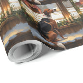 American English Foxhound Christmas Lights Holiday Cadeaupapier (Rol Hoek)