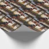 American English Foxhound Christmas Lights Holiday Cadeaupapier (Hoek)