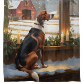 American English Foxhound Christmas Lights Holiday Douchegordijn (Voorkant)