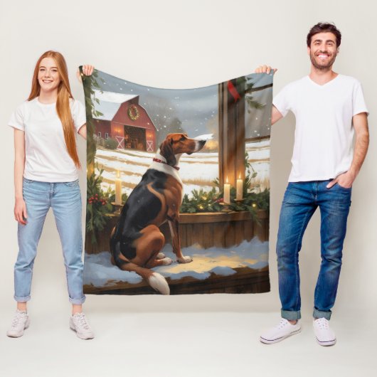 American English Foxhound Christmas Lights Holiday Fleece Deken (In situ)