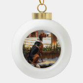 American English Foxhound Christmas Lights Holiday Keramische Bal Ornament (Voorkant)