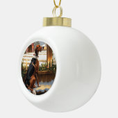 American English Foxhound Christmas Lights Holiday Keramische Bal Ornament (Rechts)