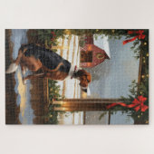 American English Foxhound Christmas Lights Holiday Legpuzzel (Horizontaal)