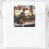 American English Foxhound Christmas Lights Holiday Vierkante Sticker (Tas)