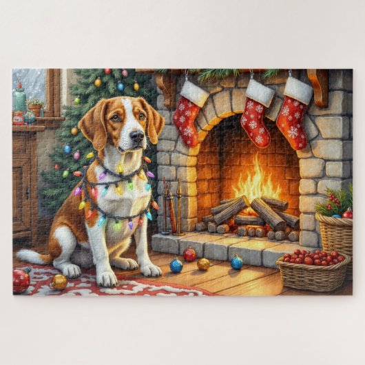 American English Foxhound Christmas Lights Legpuzzel (Horizontaal)